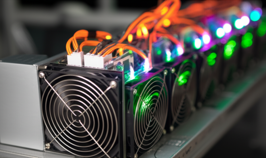 一位個人正在筆記型電腦或智慧型手機上，透過現代化加密貨幣交易介面買賣比特幣。