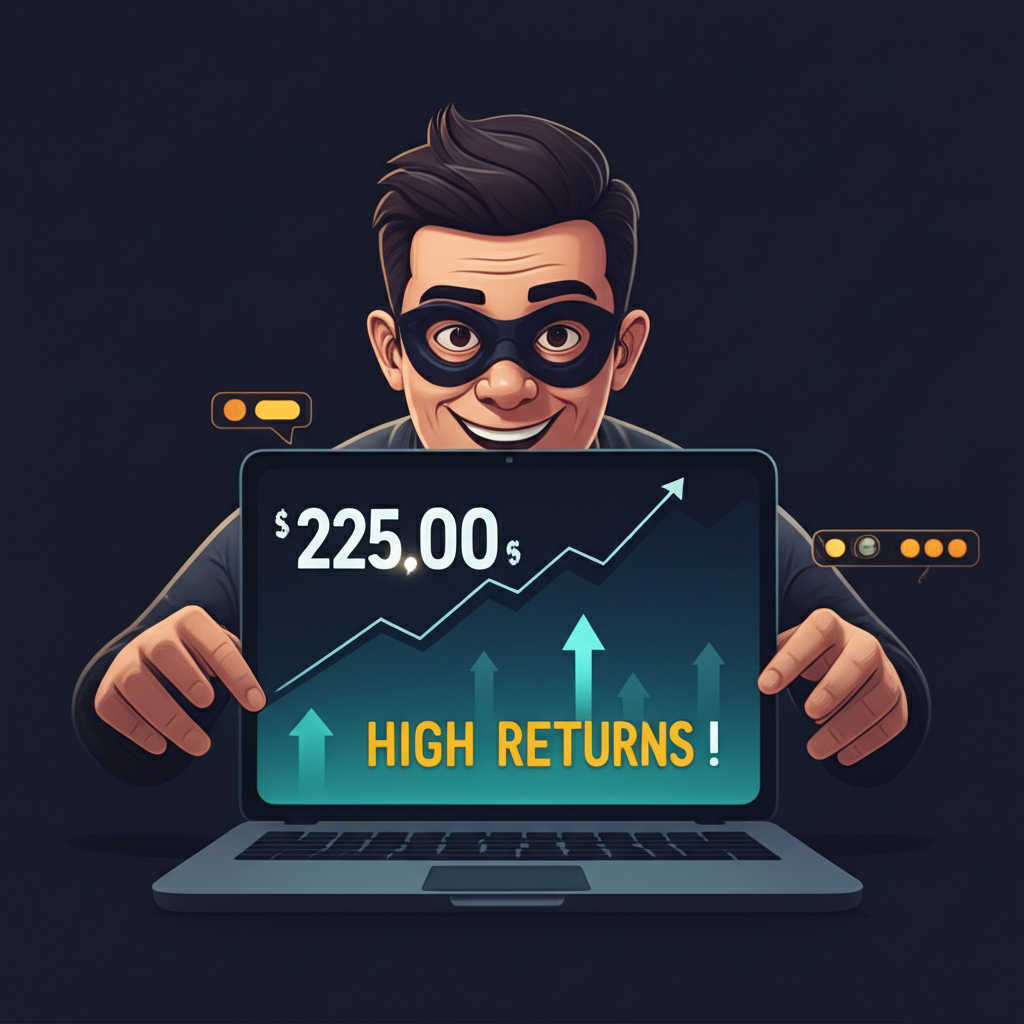 虛假 Dex Trade 平台顯示虛增獲利，背後隱藏操縱者的插畫