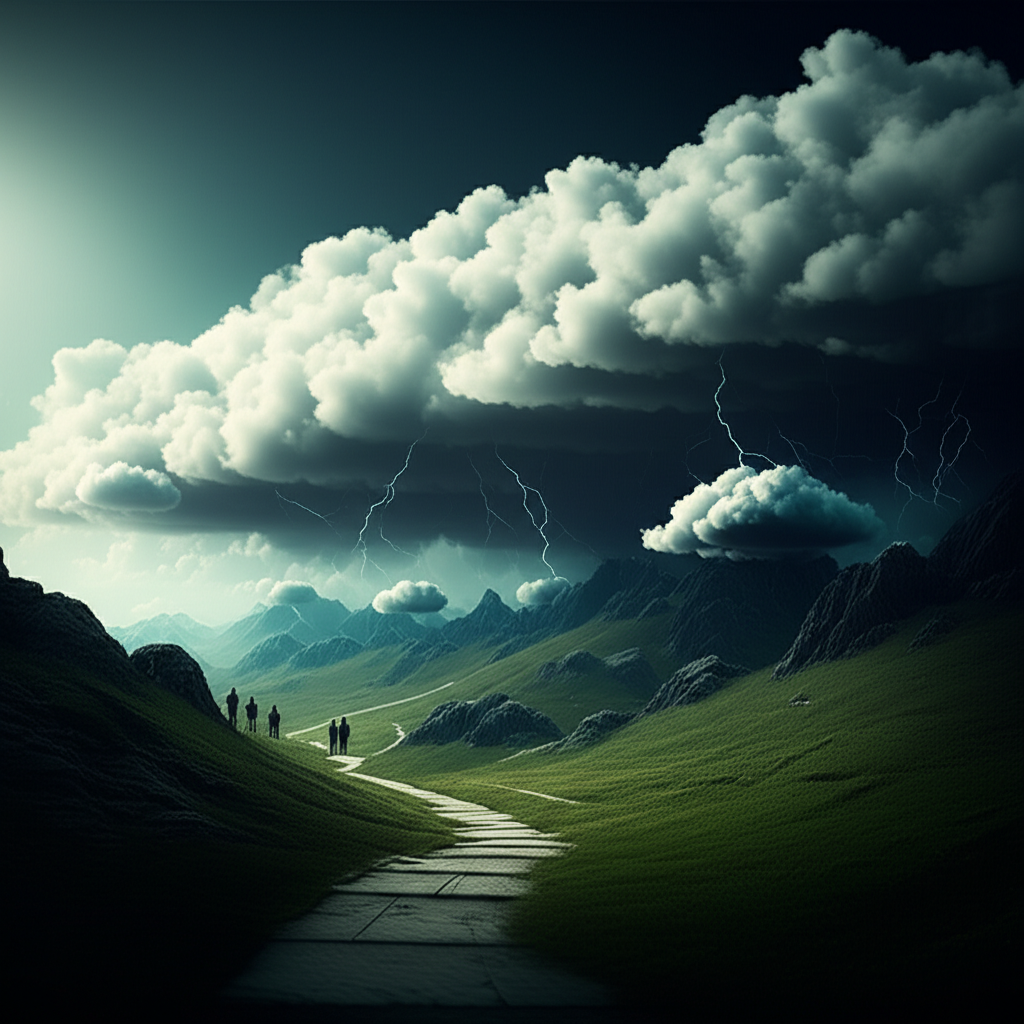 一個現代且永續的礦業營運場景，先進機械與自然環境和諧共存，象徵未來環保的傳統礦業。